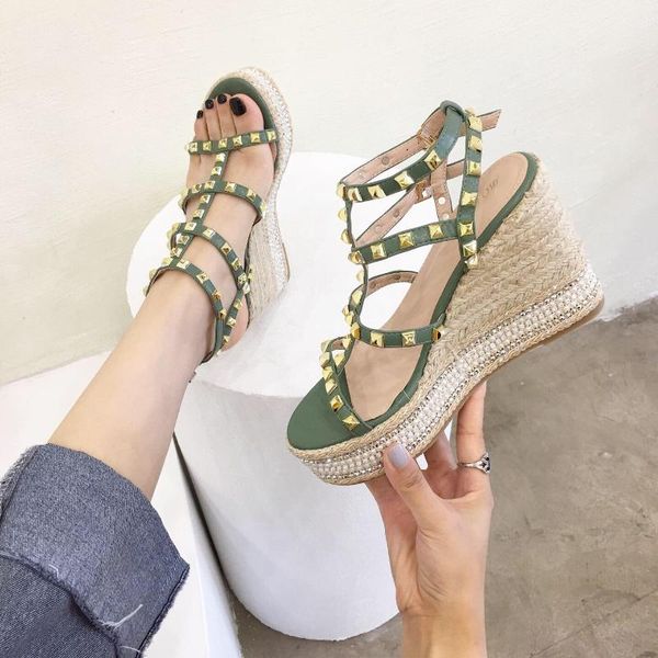 sandals ladies wedge platform ankle buckle strap shoes for women summer high heels rivet rome cane rope weave female sandal, Black
sandals ladies wedge platform ankle buckle strap shoes for women summer high heels rivet rome cane rope weave female sandal, Black
