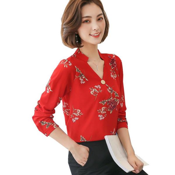 women's blouses & shirts autumn 2021 women blouse printed flowers long sleeves loose plus size clothing v-neck chiffon, White
women's blouses & shirts autumn 2021 women blouse printed flowers long sleeves loose plus size clothing v-neck chiffon, White