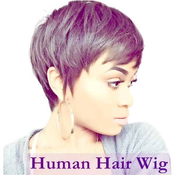 human hair blend wig short none lace front natural straight pixie cut hairstyles, Black;brown
human hair blend wig short none lace front natural straight pixie cut hairstyles, Black;brown