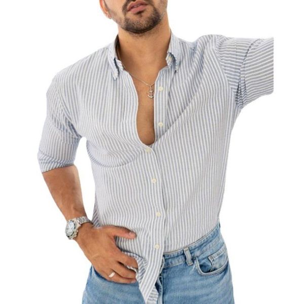 men's casual shirts fashion men 2021 autumn winter striped single breasted long sleeve slim fit lapel mens clothing trends, White;black
men's casual shirts fashion men 2021 autumn winter striped single breasted long sleeve slim fit lapel mens clothing trends, White;black