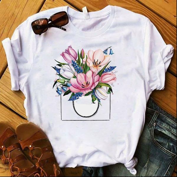 women lady t shirt flower elegant printed tshirt ladies short sleeve loose tee women female clothes graphic t shirt, White
women lady t shirt flower elegant printed tshirt ladies short sleeve loose tee women female clothes graphic t shirt, White