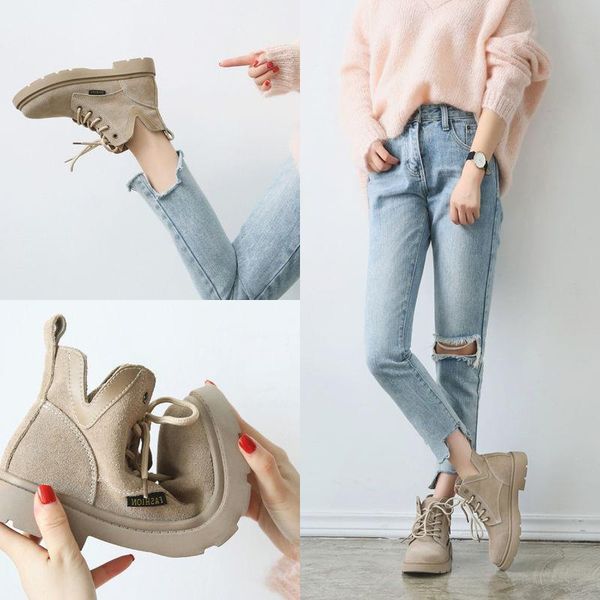 boots solid lace 2021 korean autumn fashion round head suede up casual british style versatile women's, Black
boots solid lace 2021 korean autumn fashion round head suede up casual british style versatile women's, Black