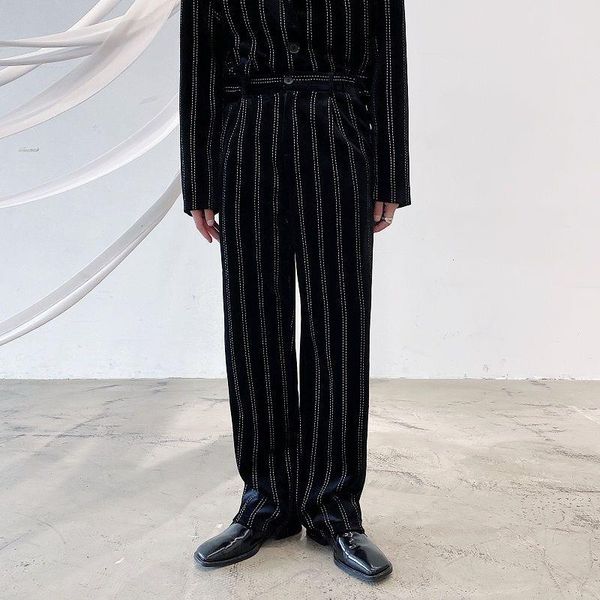 iefb thick korean velvet fix rhinestone striped black suit pants for men design fashionable loose trouers for male 9y4522, White;black
iefb thick korean velvet fix rhinestone striped black suit pants for men design fashionable loose trouers for male 9y4522, White;black