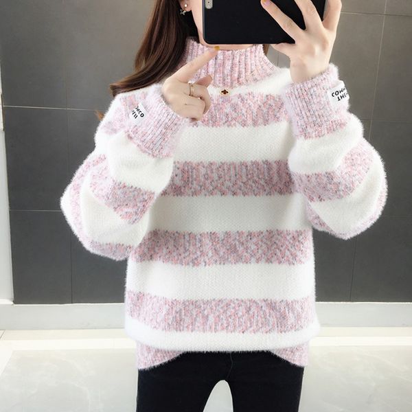 2021 new autumn winter basic woman's knitted jumper long sleeve ladies sweater turtleneck stripe high neck female pullovers iols, White;black
2021 new autumn winter basic woman's knitted jumper long sleeve ladies sweater turtleneck stripe high neck female pullovers iols, White;black