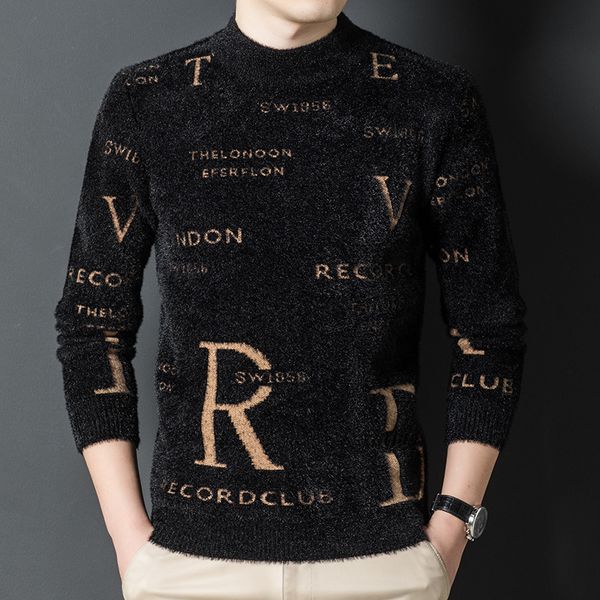 autumn and winter sweaters imitation mink sweater semi high collar youth korean warm men's fashion, White;black
autumn and winter sweaters imitation mink sweater semi high collar youth korean warm men's fashion, White;black