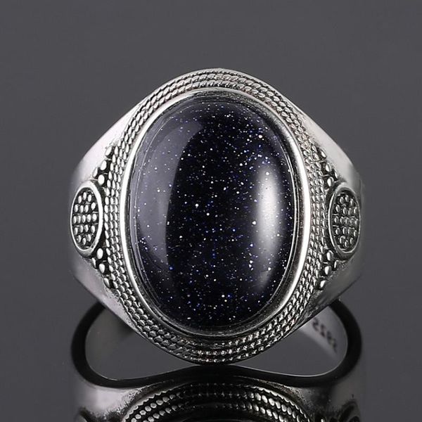 cluster rings charm 925 sterling silver ring 10x14mm blue sandstone wedding vintage punk style female party anniversary birthday gift, Golden;silver
cluster rings charm 925 sterling silver ring 10x14mm blue sandstone wedding vintage punk style female party anniversary birthday gift, Golden;silver