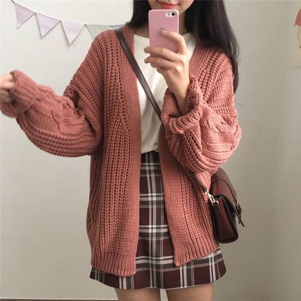 women's sweaters 2021 fashion autumn winter knit sweater women college casual loose warm cardigan, White;black
women's sweaters 2021 fashion autumn winter knit sweater women college casual loose warm cardigan, White;black