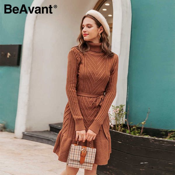 beavant casual turtleneck women knitted dress autumn winter long sleeve lace up dress elegant style female sweater dress 210709, Black;gray
beavant casual turtleneck women knitted dress autumn winter long sleeve lace up dress elegant style female sweater dress 210709, Black;gray