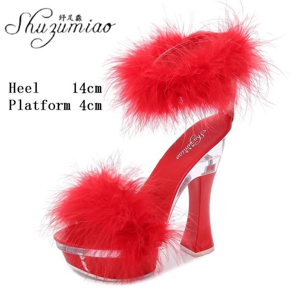 dress shoes female model large size women's party club furry thick heel 14 cm super high heels sandals walking show striptease, Black
dress shoes female model large size women's party club furry thick heel 14 cm super high heels sandals walking show striptease, Black