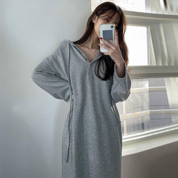 casual dresses hooded knitted dress women loose solid color long sleeve mid calf female korean fashion vestidos mujer a840, Black;gray
casual dresses hooded knitted dress women loose solid color long sleeve mid calf female korean fashion vestidos mujer a840, Black;gray