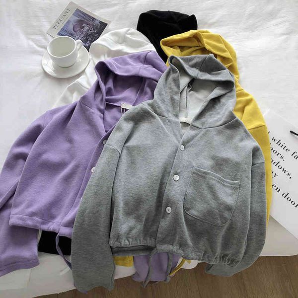 hoodies short sweater coat women's spring and autumn thin lazy wind loose korean version drawstring button cardigan hooded top, Black
hoodies short sweater coat women's spring and autumn thin lazy wind loose korean version drawstring button cardigan hooded top, Black