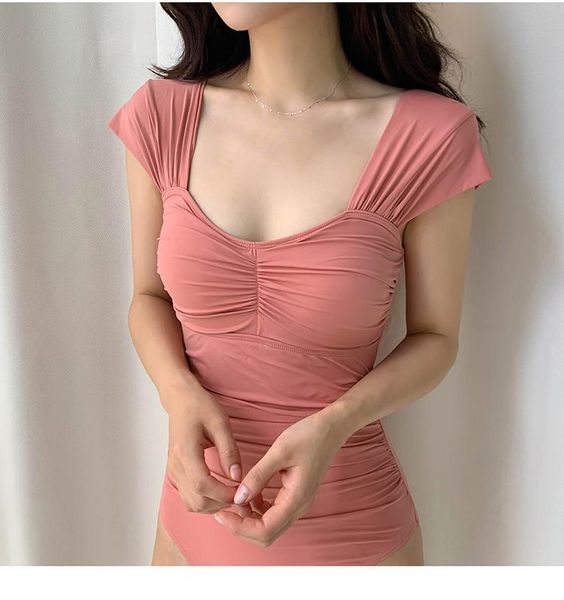 one-piece suits modest bandeau one piece swimsuit women solid swimwear pleated monokini push up swim suit pads trikini korea bathing pink
one-piece suits modest bandeau one piece swimsuit women solid swimwear pleated monokini push up swim suit pads trikini korea bathing pink
