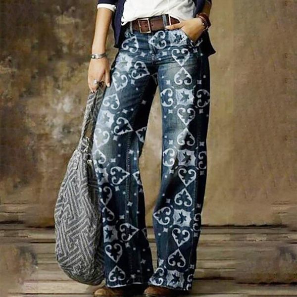 women's pants & capris fashion casual printed pockets jeans vintage wide leg straight high waist loose denim trousers pantalones mujer#, Black;white
women's pants & capris fashion casual printed pockets jeans vintage wide leg straight high waist loose denim trousers pantalones mujer#, Black;white