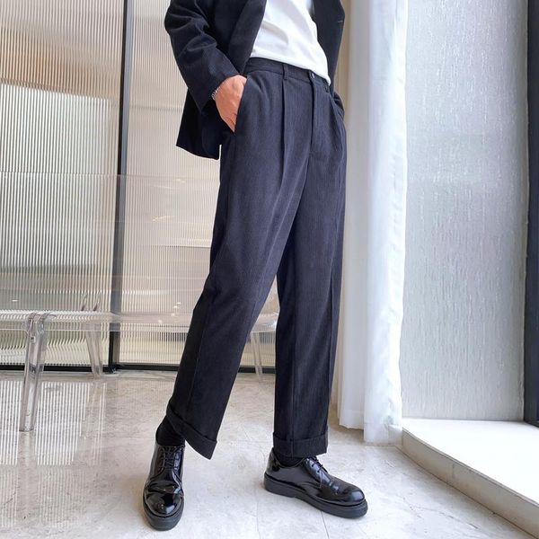 men's suits & blazers 2021 spring sagging wide leg casual pants corduroy loose straight solid color suit streetwear social trousers, White;black
men's suits & blazers 2021 spring sagging wide leg casual pants corduroy loose straight solid color suit streetwear social trousers, White;black