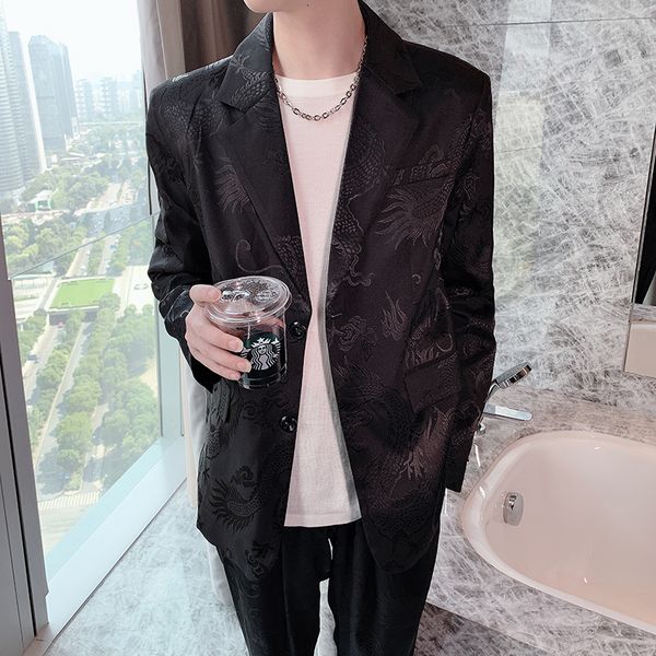 high 2021 new quality men fashion korean dragon embroidered blazer jacket plus pants all men's fashionable game two sets of 2xl parts w, Gray
high 2021 new quality men fashion korean dragon embroidered blazer jacket plus pants all men's fashionable game two sets of 2xl parts w, Gray