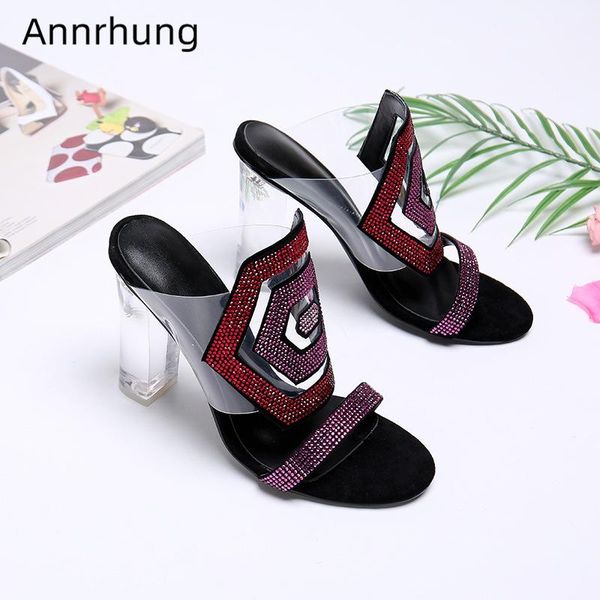 slippers jeweled geometric high heel party shoes woman transparent pvc slip-on mules clear crystal chunky women, Black
slippers jeweled geometric high heel party shoes woman transparent pvc slip-on mules clear crystal chunky women, Black