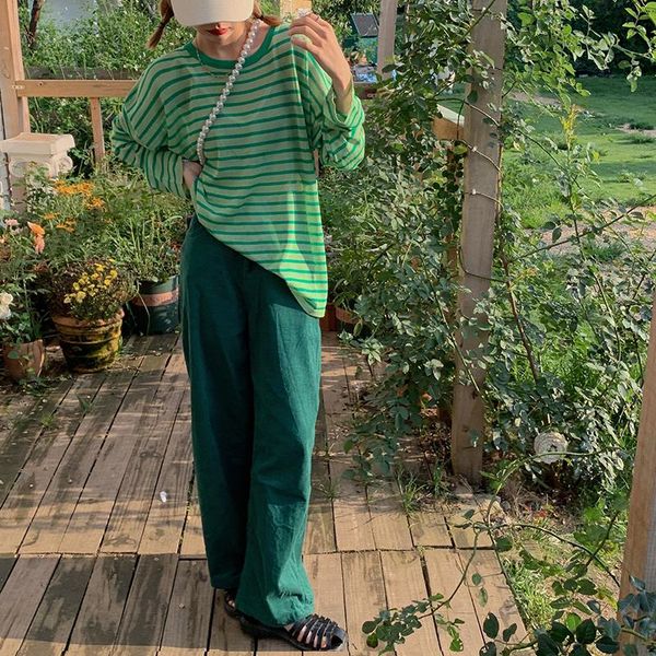 women's t-shirt ytx1108 2021 korean version of the wild loose lazy wind slightly transparent striped mid-length, White
women's t-shirt ytx1108 2021 korean version of the wild loose lazy wind slightly transparent striped mid-length, White