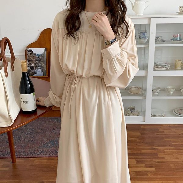 casual dresses korean chic style o neck pleated dress women fashion french long sleeve ladies loose high waist sashes black, Black;gray
casual dresses korean chic style o neck pleated dress women fashion french long sleeve ladies loose high waist sashes black, Black;gray