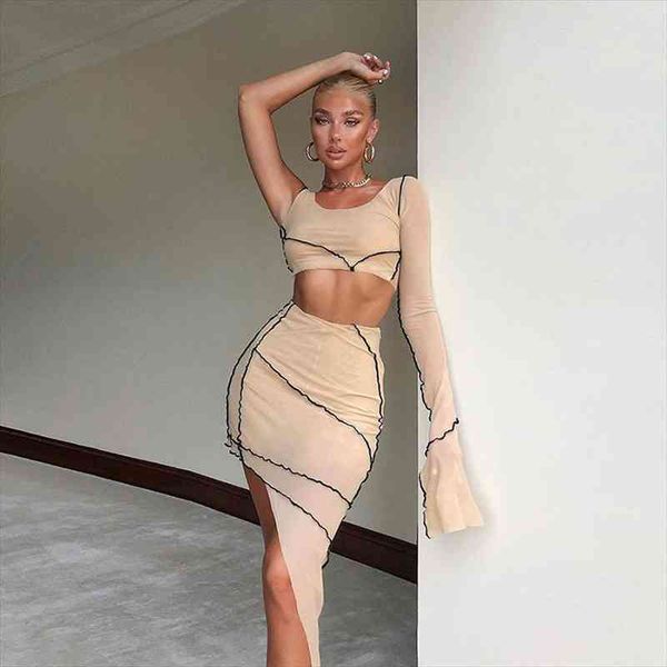 sheer mesh and midi skirts women fashion outfit autumn long sleeve two piece club party matching set, Gray
sheer mesh and midi skirts women fashion outfit autumn long sleeve two piece club party matching set, Gray
