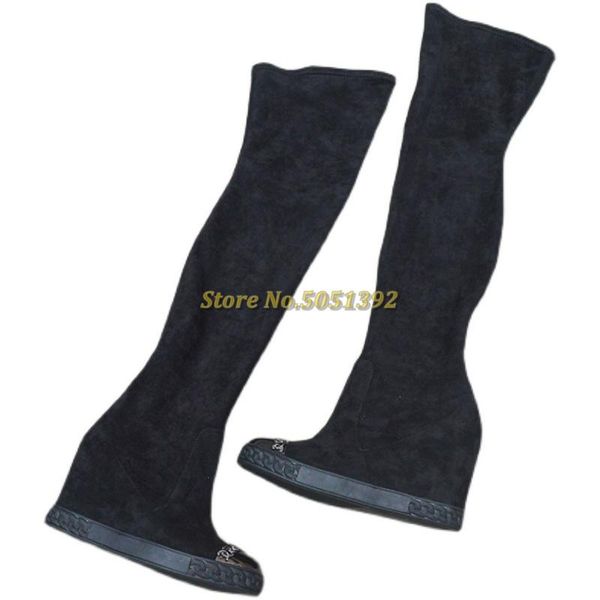 boots suede long height inrease metal pointed toe over the knee round dress women slip on wedges winter, Black
boots suede long height inrease metal pointed toe over the knee round dress women slip on wedges winter, Black