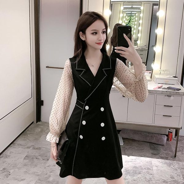 casual dresses women korean dress fashion one piece autumn spring 2022 office lady long sleeve solid polka dot mesh v-neck, Black;gray
casual dresses women korean dress fashion one piece autumn spring 2022 office lady long sleeve solid polka dot mesh v-neck, Black;gray