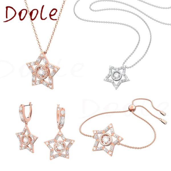 earrings & necklace 2021 fashion jewelry swa luxury crystal shining five pointed star series women's bracelet gifts, Silver
earrings & necklace 2021 fashion jewelry swa luxury crystal shining five pointed star series women's bracelet gifts, Silver