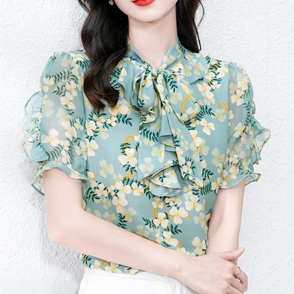 women's blouses & shirts summer style v-neck puff sleeve printing fashion all-match lace-up bow ruffles print patchwork chiffon shirt, White
women's blouses & shirts summer style v-neck puff sleeve printing fashion all-match lace-up bow ruffles print patchwork chiffon shirt, White