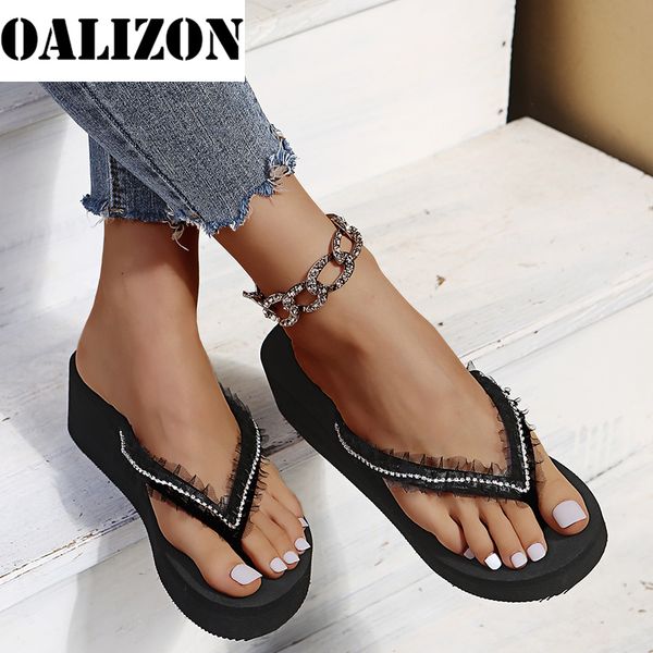 women med wedge heels flip flops sandals summer soft loafers slippers slides shoes, Black
women med wedge heels flip flops sandals summer soft loafers slippers slides shoes, Black