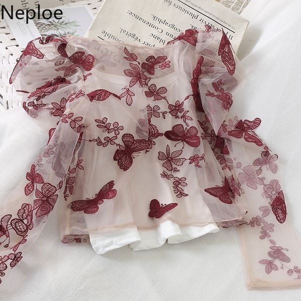 neploe retro counrt style heavy work embroidery flower blouse perspective solid camis blusas o neck puff long sleeve shirt 210308, White
neploe retro counrt style heavy work embroidery flower blouse perspective solid camis blusas o neck puff long sleeve shirt 210308, White