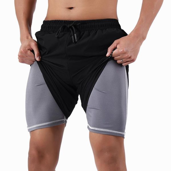 running shorts men 2-in-1 quick drying breathable active training exercise jogging cycling with compression longer liner, Black;blue
running shorts men 2-in-1 quick drying breathable active training exercise jogging cycling with compression longer liner, Black;blue