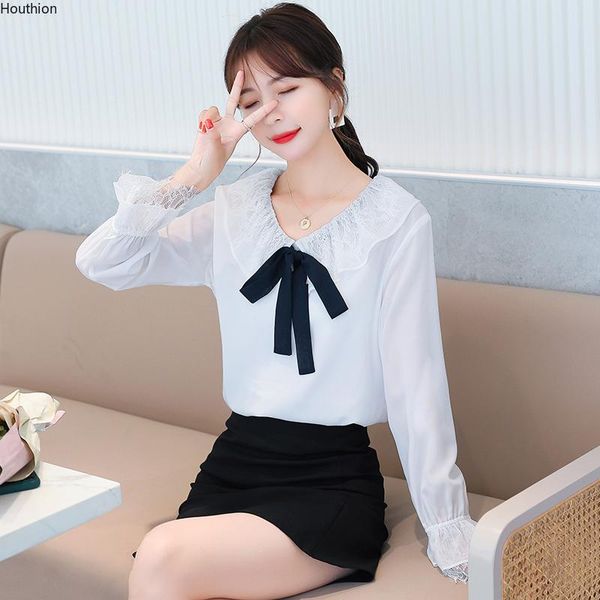 women's blouses & shirts long-sleeved blouse lotus leaf collar shirt fashion summer plus size chiffon drop bow casual houthion, White
women's blouses & shirts long-sleeved blouse lotus leaf collar shirt fashion summer plus size chiffon drop bow casual houthion, White