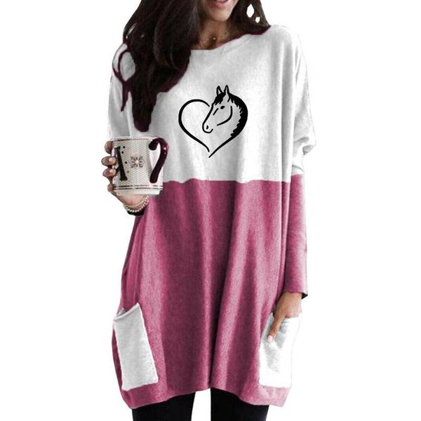 women's t-shirt cute horse head heart letter print pocket women femmes animal lover gift plus size long sleeve shirt for female, White
women's t-shirt cute horse head heart letter print pocket women femmes animal lover gift plus size long sleeve shirt for female, White