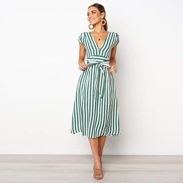summer women dress 2021 striped v neck high waist elegant ladies dresses knee length casual party midi, White;black
summer women dress 2021 striped v neck high waist elegant ladies dresses knee length casual party midi, White;black