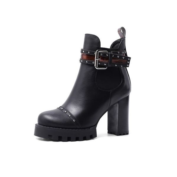 winter short boots women designer round toe block hight heel soft natural genuine leather patent party wedding fashion luxury platform lady, Black
winter short boots women designer round toe block hight heel soft natural genuine leather patent party wedding fashion luxury platform lady, Black