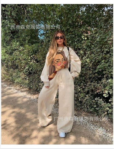 women's two piece pants women sets 2021 autumn printed set fashion long sleeve and donsignet, White
women's two piece pants women sets 2021 autumn printed set fashion long sleeve and donsignet, White