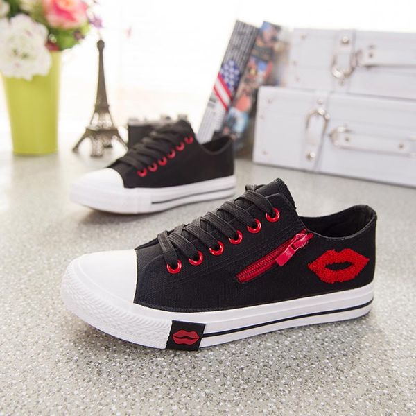 women sneakers 2020 new casual flats summer shoes zipper red lips white canvas shoes woman comfortable trainers tenis feminino, Black;white
women sneakers 2020 new casual flats summer shoes zipper red lips white canvas shoes woman comfortable trainers tenis feminino, Black;white