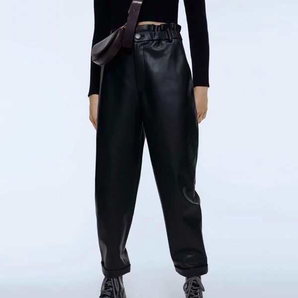 women's pants & capris winter black pu leather women high waisted cargo streetwear loose joggers casual office harem, Black;white
women's pants & capris winter black pu leather women high waisted cargo streetwear loose joggers casual office harem, Black;white