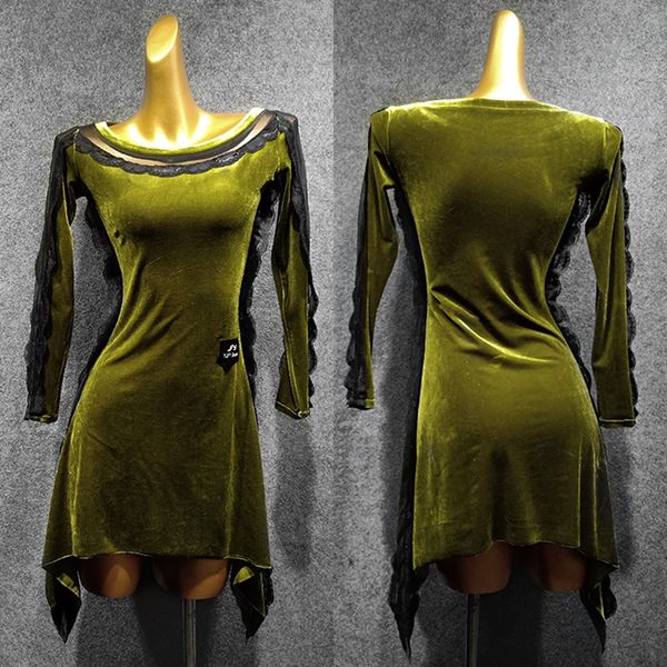 green velvet dance dress latin long sleeve dress performing costume ladies salsa dress new female competitive latin 1303, Black;red
green velvet dance dress latin long sleeve dress performing costume ladies salsa dress new female competitive latin 1303, Black;red