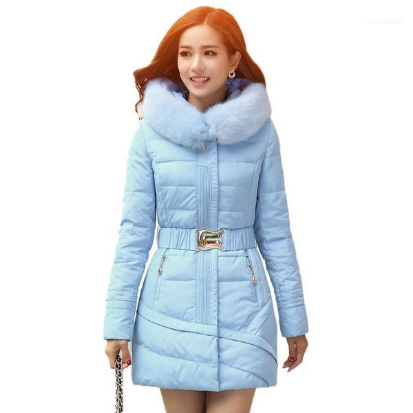 women's down & parkas winter jacket women hoodies fur collar warm mujer cotton long female with belt coat c55791, Black
women's down & parkas winter jacket women hoodies fur collar warm mujer cotton long female with belt coat c55791, Black