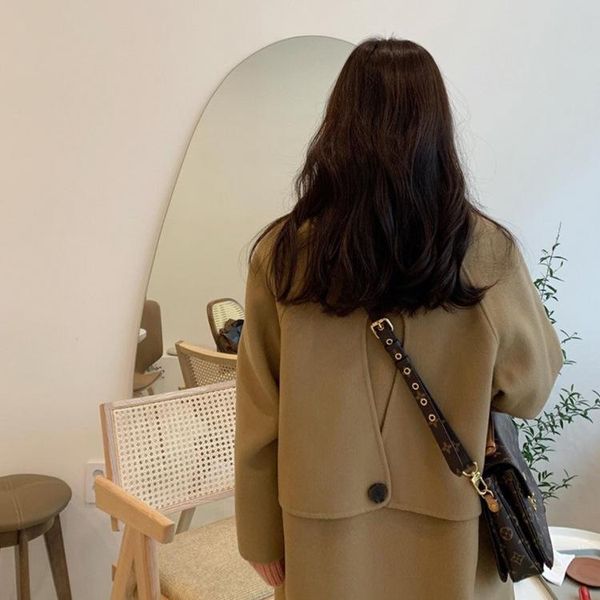women's wool & blends korean hand sewn double faced cashmere coat in autumn and winter 2021, Black
women's wool & blends korean hand sewn double faced cashmere coat in autumn and winter 2021, Black