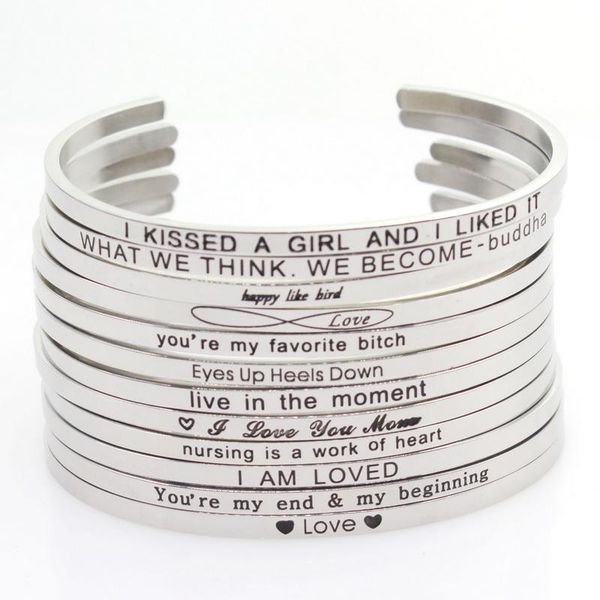 charm bracelets stainless steel bangle engraved positive inspirational quote hand stamped cuff mantra for men women, Golden;silver
charm bracelets stainless steel bangle engraved positive inspirational quote hand stamped cuff mantra for men women, Golden;silver
