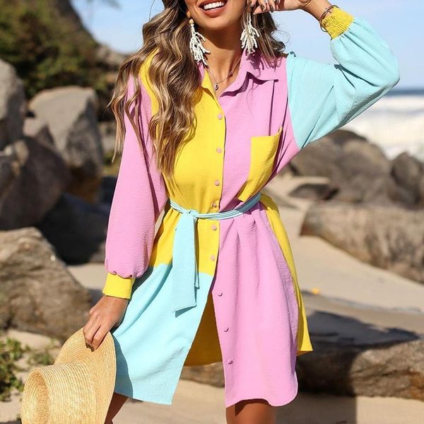 casual dresses office shirt dress patchwork with pockets women long sleeve single breasted sashes mini ol vestidos autumn 2021, Black;gray
casual dresses office shirt dress patchwork with pockets women long sleeve single breasted sashes mini ol vestidos autumn 2021, Black;gray