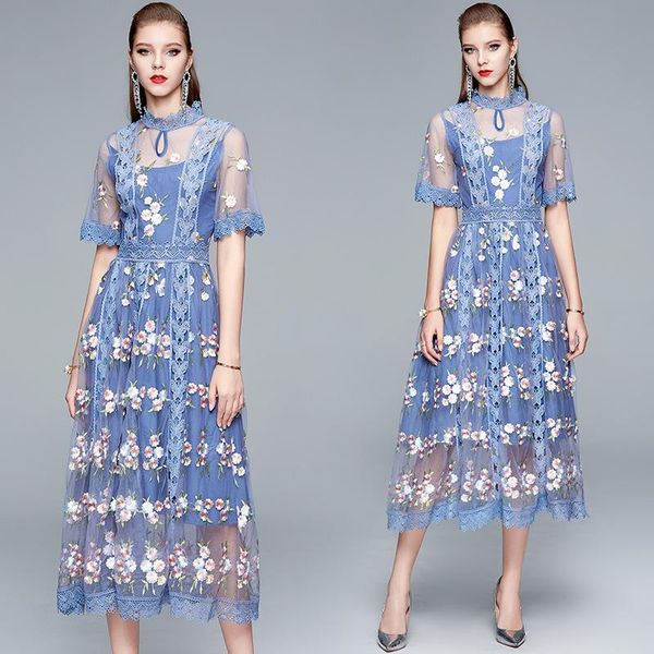 casual dresses 2021 summer runway embroidery mesh dress robe women's stand collar flare sleeve floral lace long 28, Black;gray
casual dresses 2021 summer runway embroidery mesh dress robe women's stand collar flare sleeve floral lace long 28, Black;gray