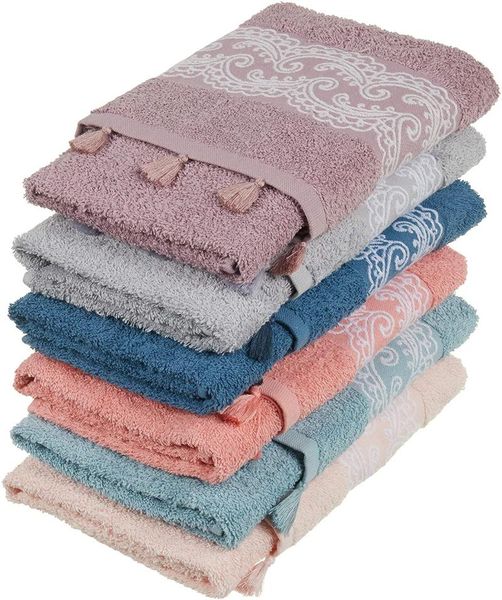 elizya 100% cotton velvet jacquard fringed 90x150 cm 6 piece bathtowel beach towel set, sports, sauna, spa
elizya 100% cotton velvet jacquard fringed 90x150 cm 6 piece bathtowel beach towel set, sports, sauna, spa