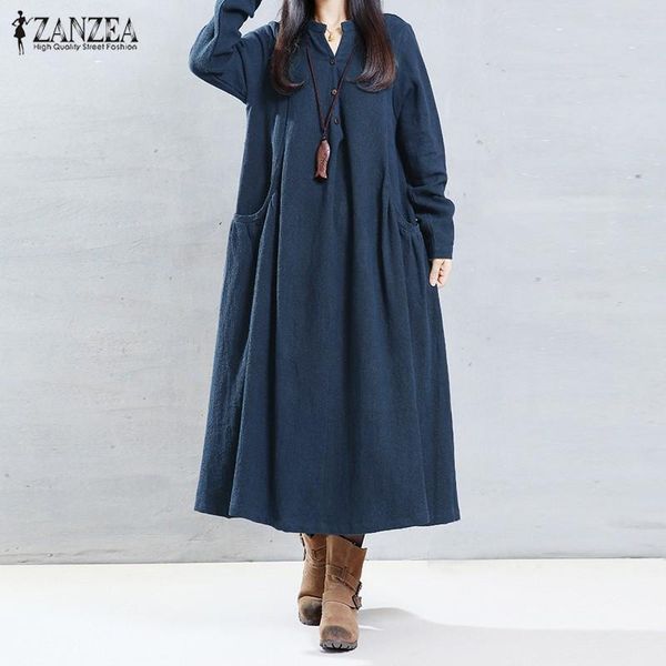 casual dresses zanzea women 2021 autumn vintage loose solid dress female v neck long sleeve mid-calf vestidos oversized s-5xl, Black;gray
casual dresses zanzea women 2021 autumn vintage loose solid dress female v neck long sleeve mid-calf vestidos oversized s-5xl, Black;gray