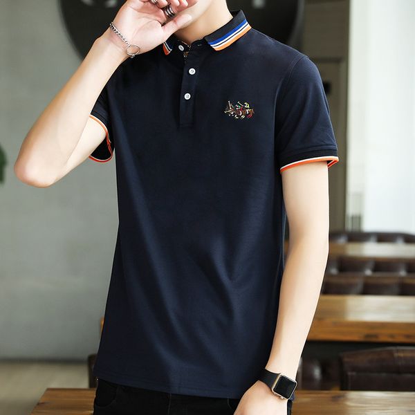new short-sleeved t-shirt men's summer lapel polo shirt trend shirt collar clothes casual tide brand men's clothing, White;black
new short-sleeved t-shirt men's summer lapel polo shirt trend shirt collar clothes casual tide brand men's clothing, White;black