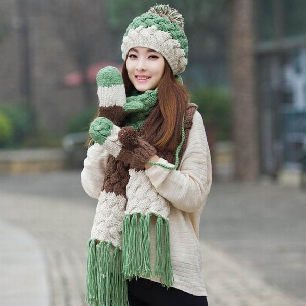 hats, scarves & gloves sets kagenmo cap scarf three set thick cotton knit women's warm winter fashion contrast color female, Blue;gray
hats, scarves & gloves sets kagenmo cap scarf three set thick cotton knit women's warm winter fashion contrast color female, Blue;gray