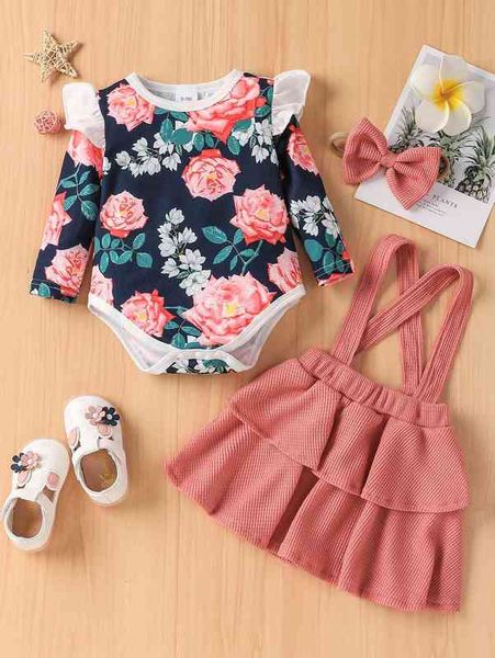 baby floral print frill trim bodysuit & two layer hem suspender skirt with headband she, White
baby floral print frill trim bodysuit & two layer hem suspender skirt with headband she, White