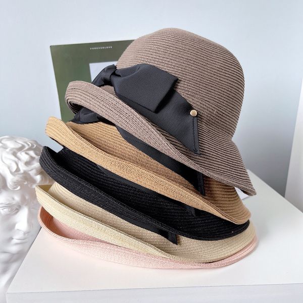 big hat hepburn wind small edge fisherman's female summer sun proof straw simple bow beach basin, Blue;gray
big hat hepburn wind small edge fisherman's female summer sun proof straw simple bow beach basin, Blue;gray