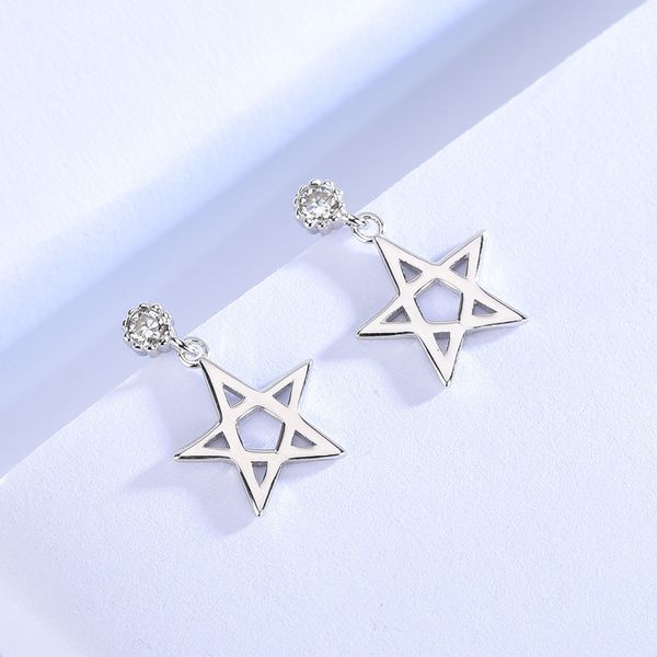 s925 silver net red star earrings female simple five pointed star zircon jewelry gift feminine korean, Golden
s925 silver net red star earrings female simple five pointed star zircon jewelry gift feminine korean, Golden